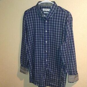 Nick Graham Plaid Button Down With Unique Collar And Sleeve Cuff 16-16.5 34-35